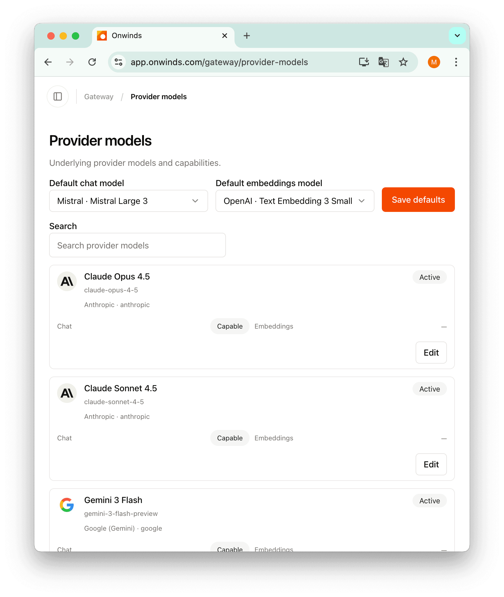 Onwinds models (light mode) screenshot
